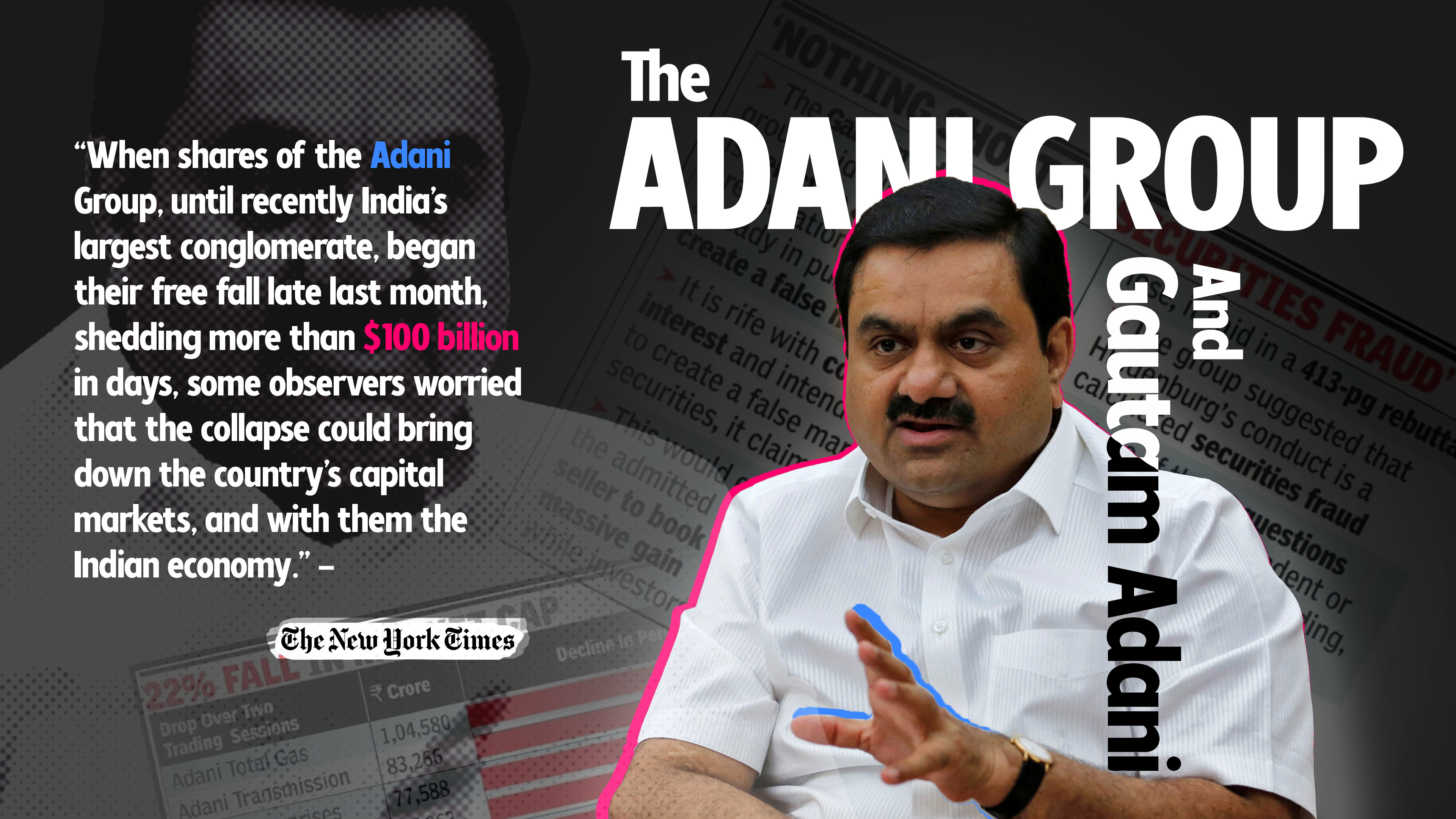 A News Collage of Gautam Adani.
