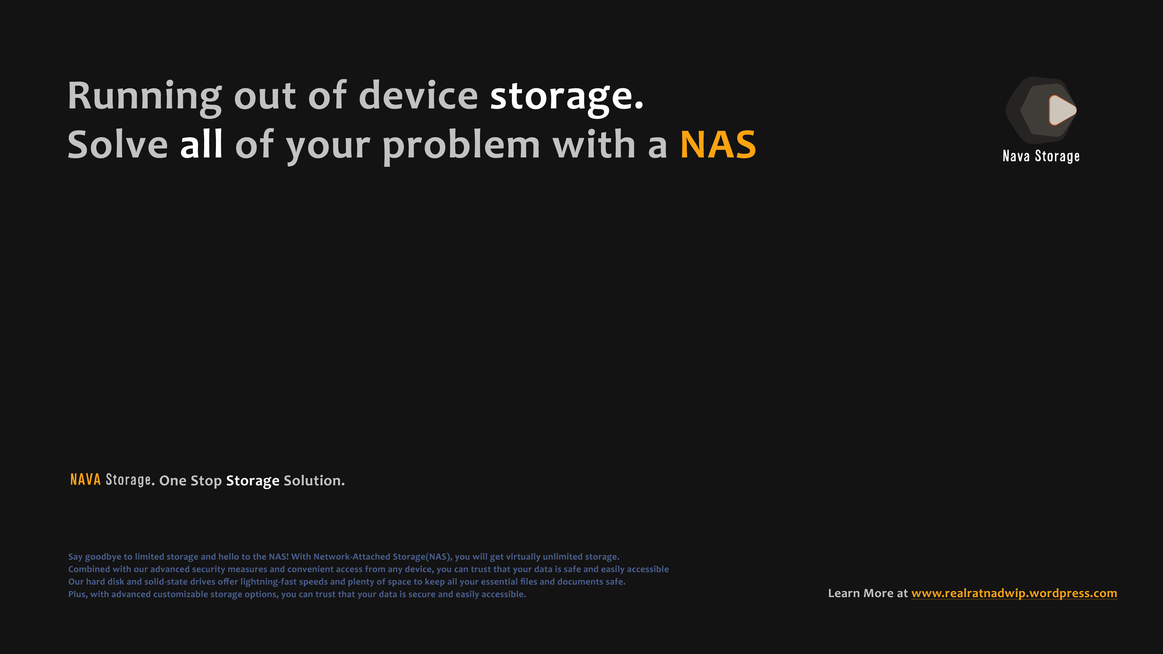 Advertisement for Network Attached Storage(NAS) company.