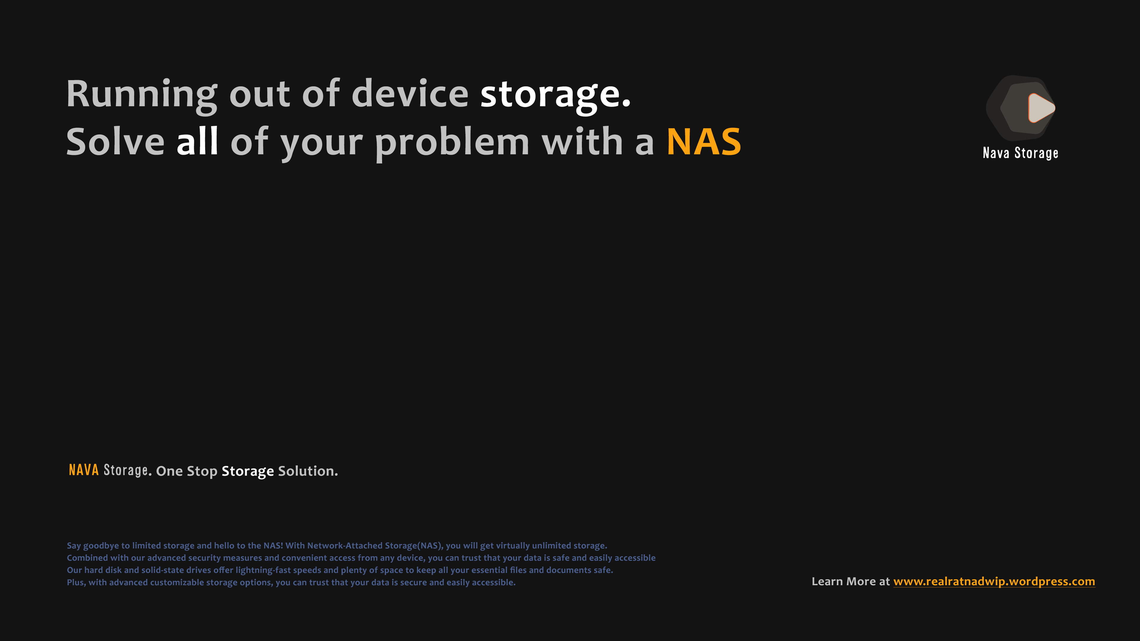Advertisement for Network Attached Storage(NAS) company.